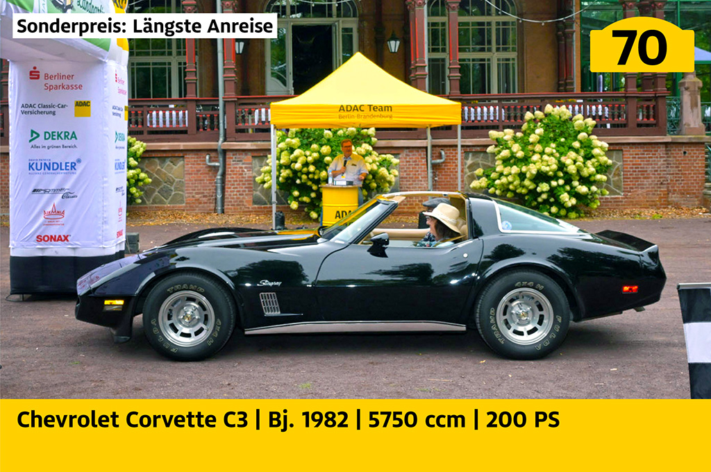 Sonderpreis – Längste Anreise: Chevrolet Corvette C3 mit der Startnummer 70, Baujahr 1982, 5750 ccm, 200 PS